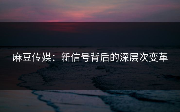 麻豆传媒:新信号背后的深层次变革 第1张 麻豆传媒:新信号背后的深层次变革 第1张