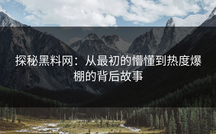 探秘黑料网：从最初的懵懂到热度爆棚的背后故事  第1张