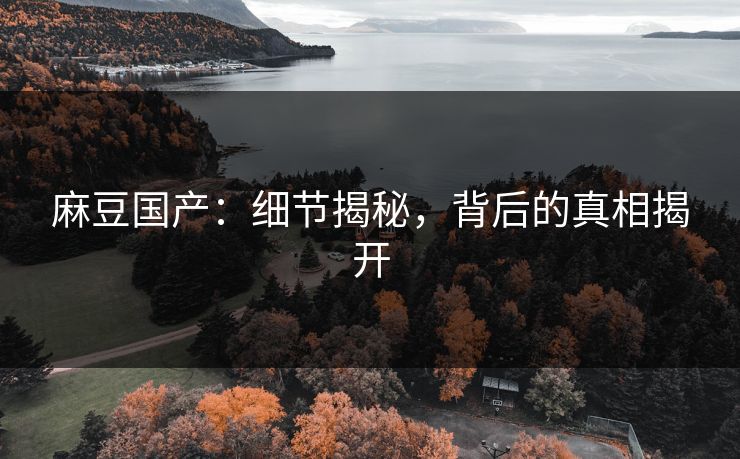 麻豆国产：细节揭秘，背后的真相揭开  第1张