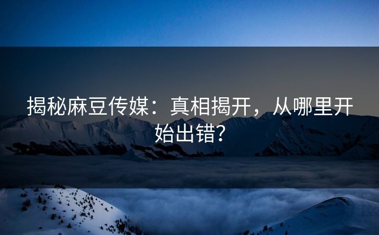 揭秘麻豆传媒：真相揭开，从哪里开始出错？  第1张